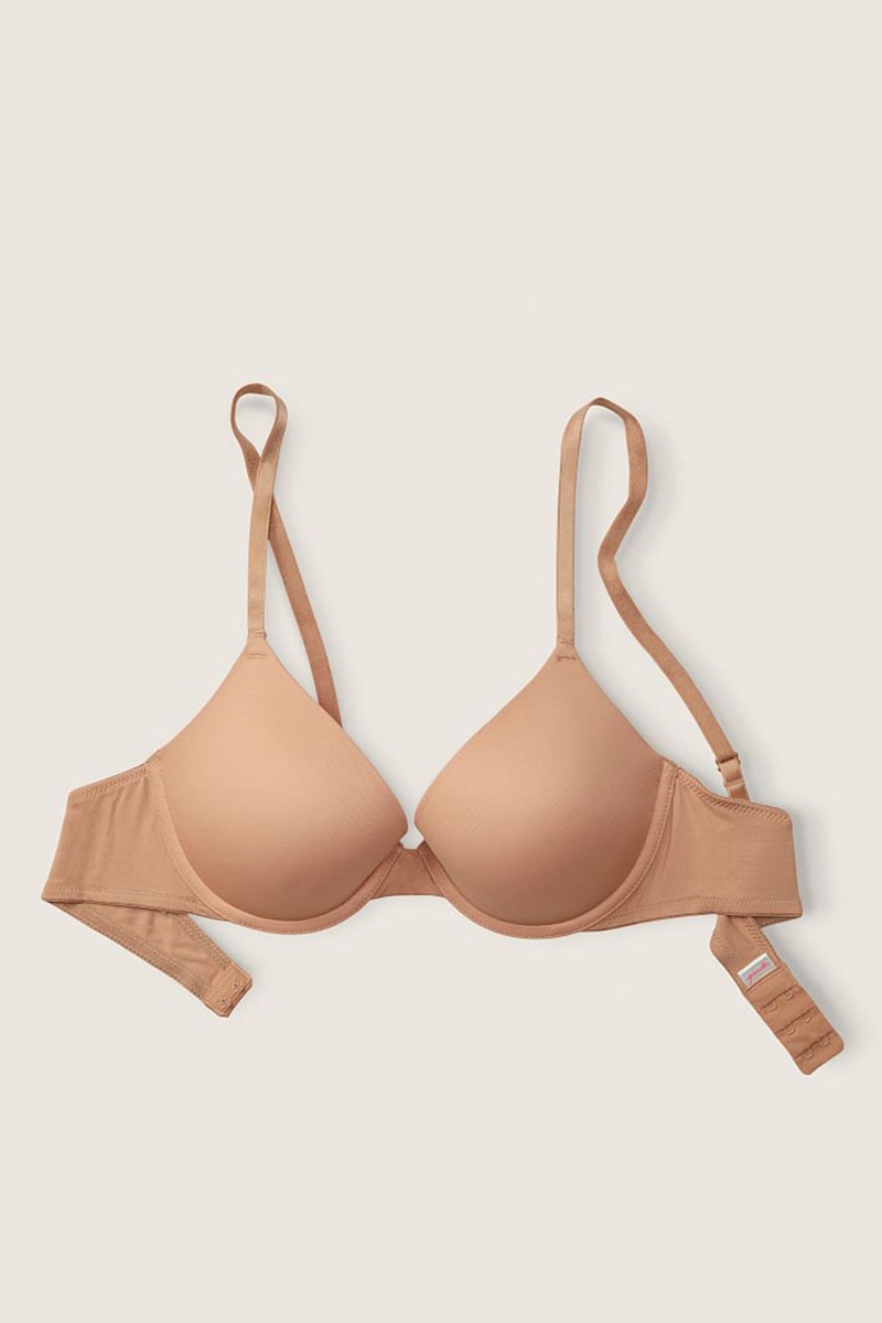 Victoria's Secret Wear Everywhere Smooth Push Up T-Shirt Bra Kaffee Braun | 712835FSC