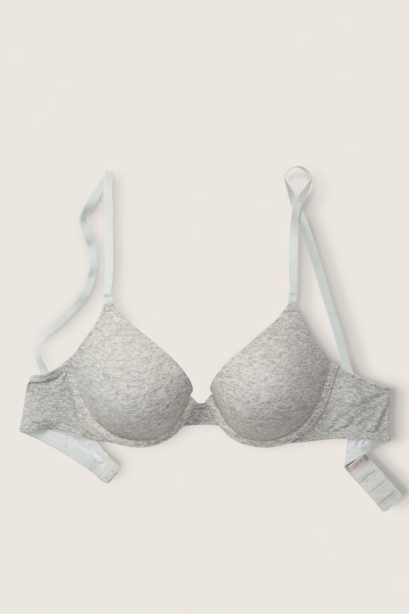 Victoria's Secret Wear Everywhere Smooth Push Up T-Shirt Bra Grau | 086275DCW