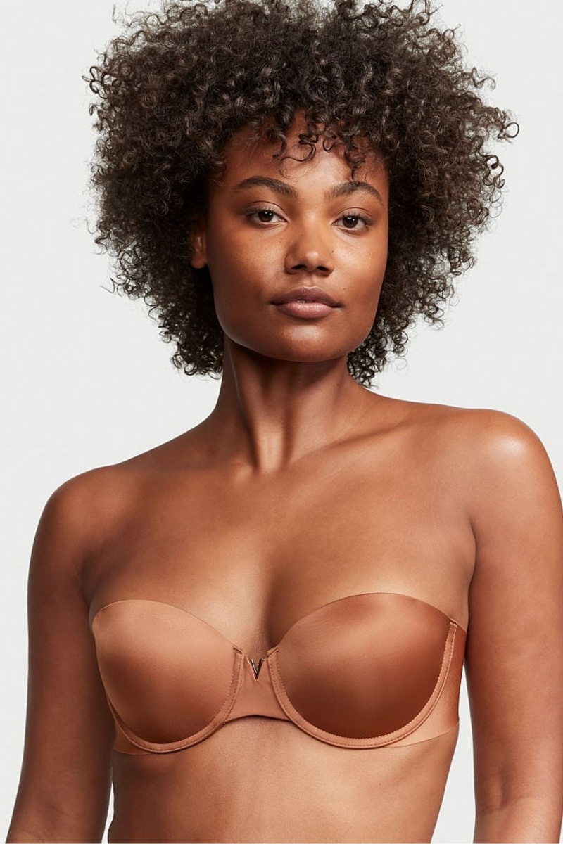 Victoria\'s Secret Wear Everywhere Smooth Multiway Strapless Push Up Bra Braun | 658213WJL