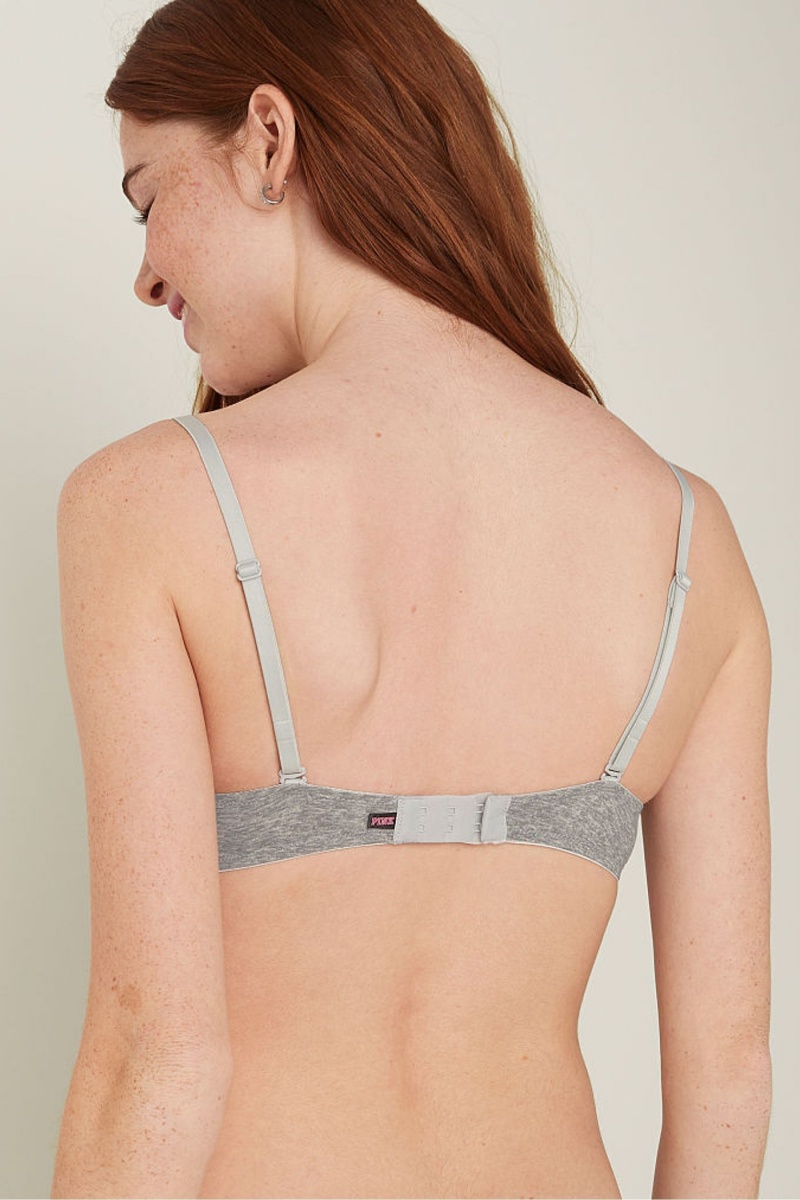 Victoria's Secret Wear Everywhere Smooth Push Up T-Shirt Bra Grau | 682347ZKU