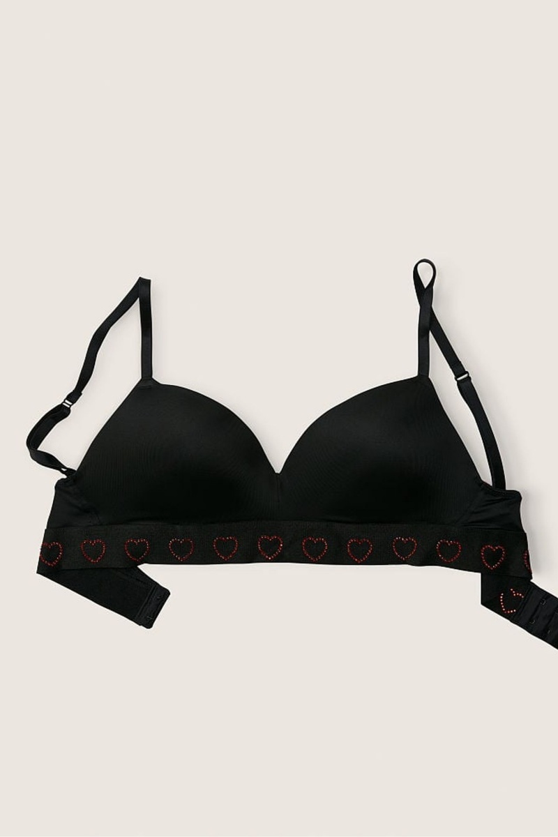 Victoria's Secret Wear Everywhere Smooth Non Wired Push Up T-Shirt Bra Schwarz | 639574UHL