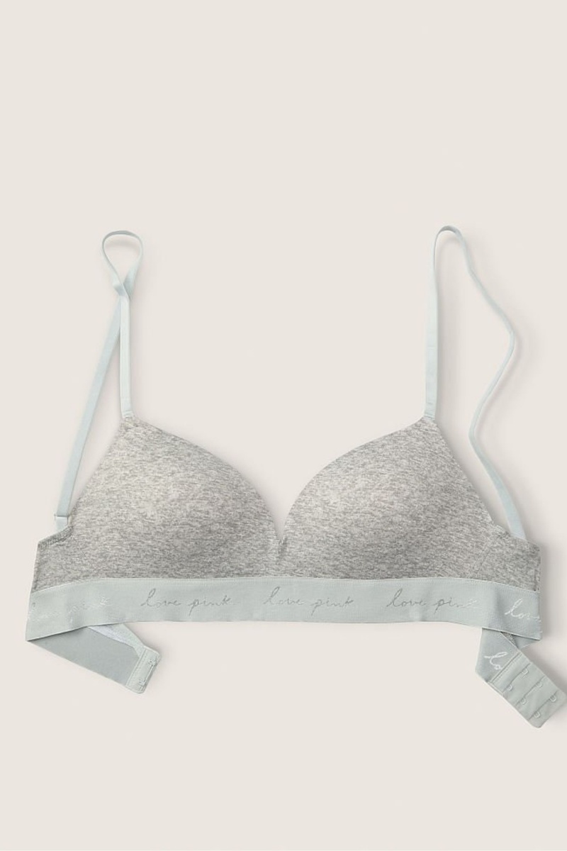 Victoria's Secret Wear Everywhere Smooth Non Wired Push Up T-Shirt Bra Grau | 086947FTD