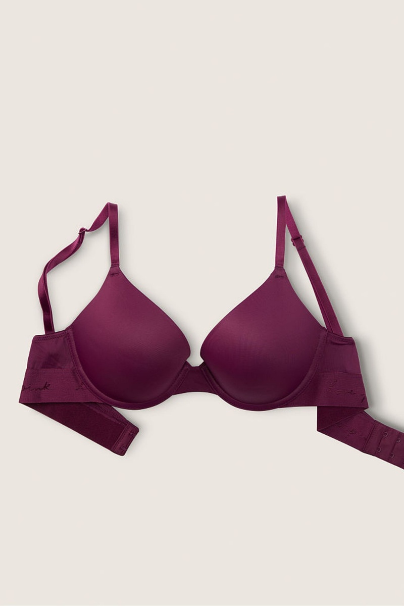 Victoria's Secret Wear Everywhere Smooth Push Up T-Shirt Bra Bordeaux Lila | 304872YZV