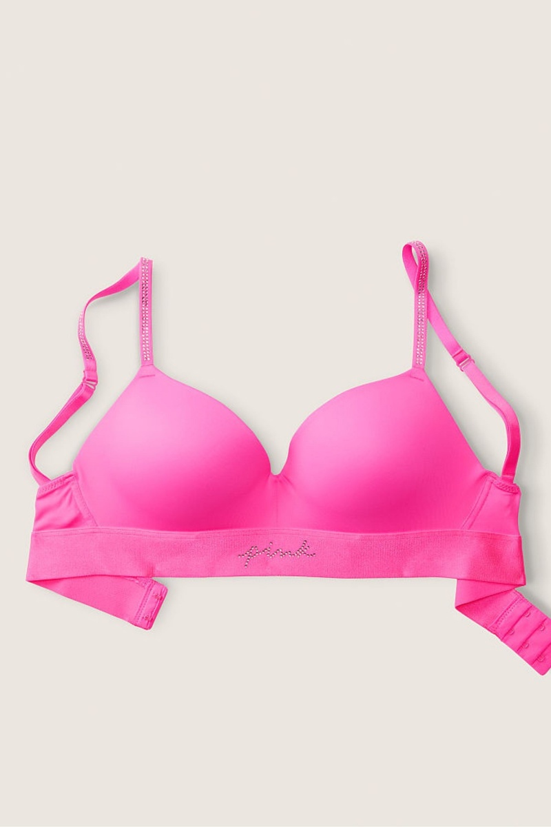 Victoria's Secret Wear Everywhere Smooth Shine Riemen Non Wired Push Up T-Shirt Bra Rosa Rosa | 390675BJI