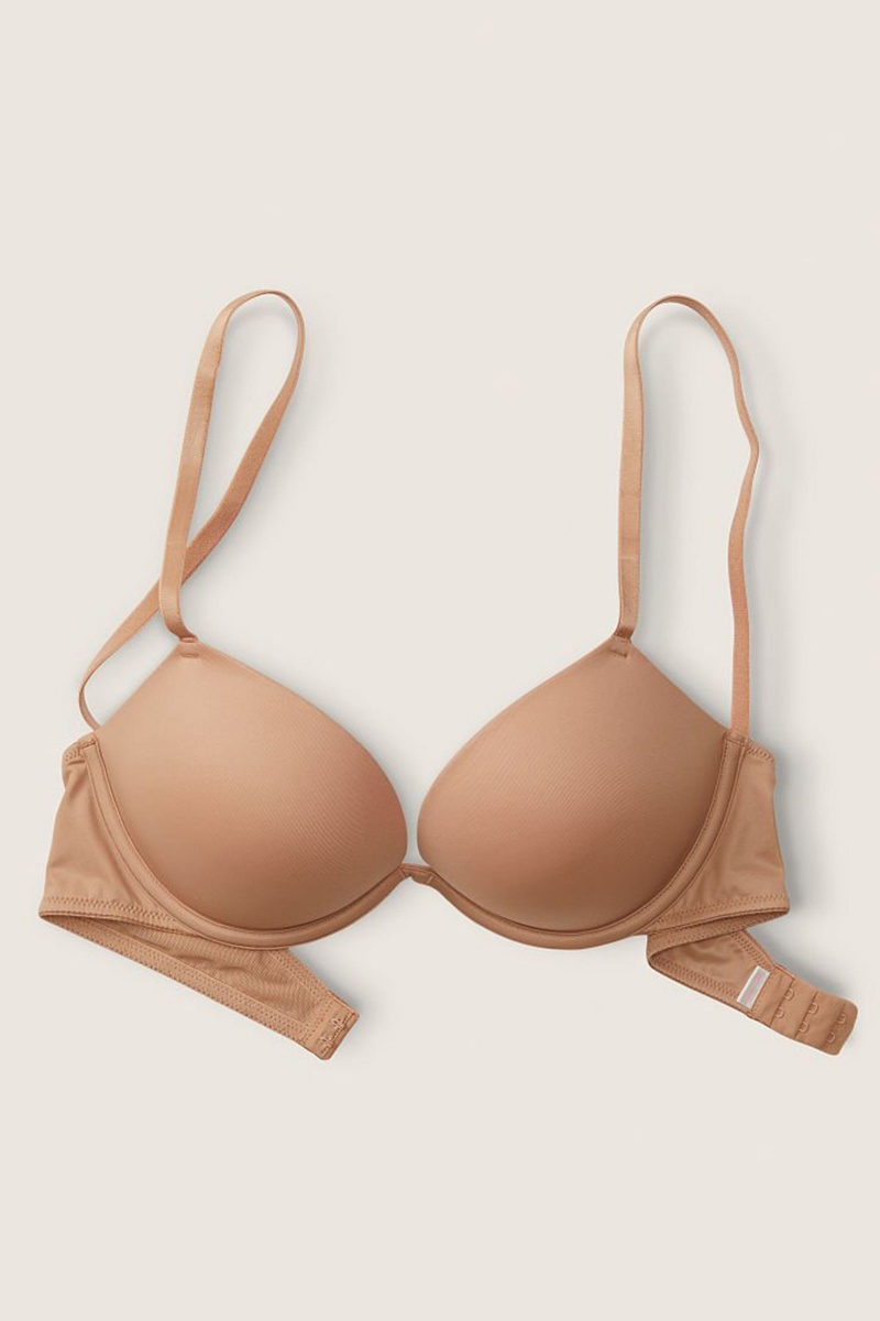 Victoria's Secret Wear Everywhere Smooth Push Up T-Shirt Bra Mocha Latte Nude | 482065KFQ