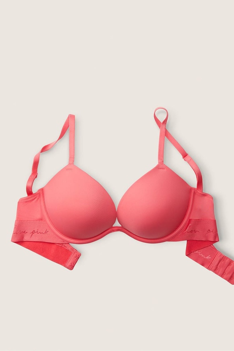 Victoria's Secret Wear Everywhere Smooth Push Up T-Shirt Bra Rosa | 840926UHK