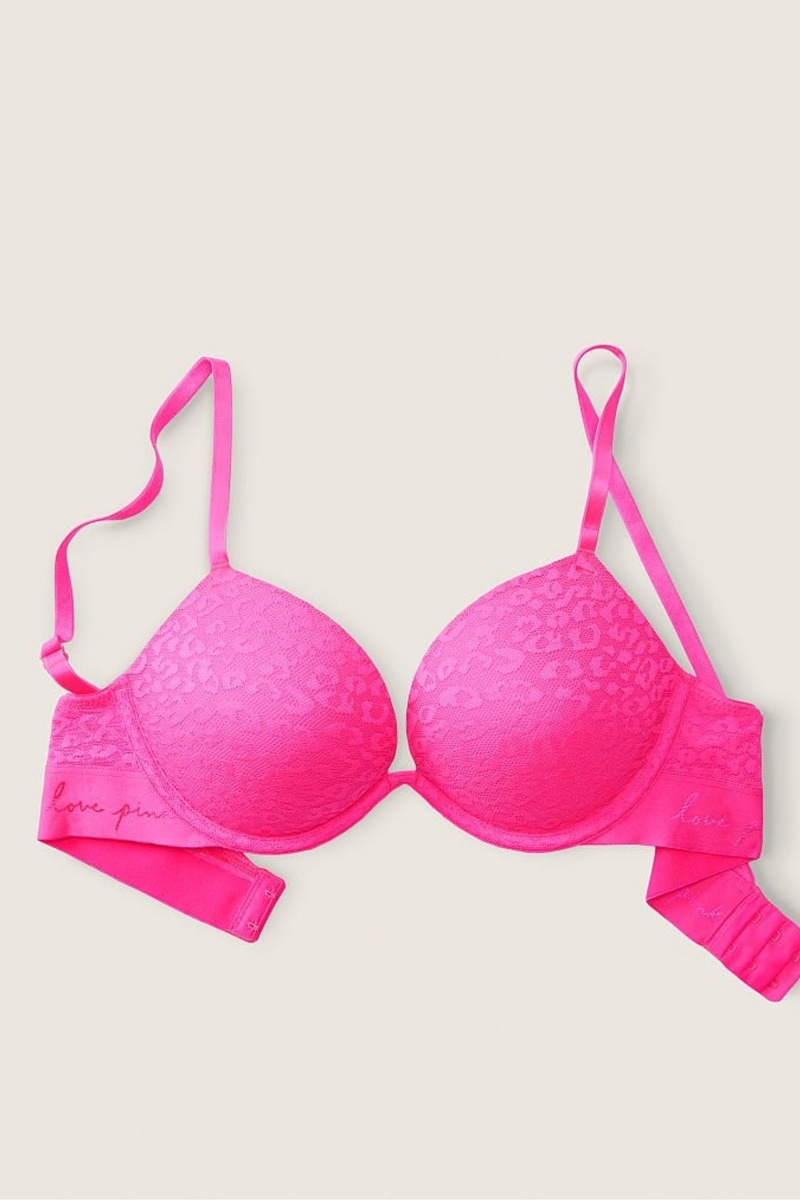 Victoria's Secret Wear Everywhere Spitze Push Up T-Shirt Bra Rosa | 956382GYP