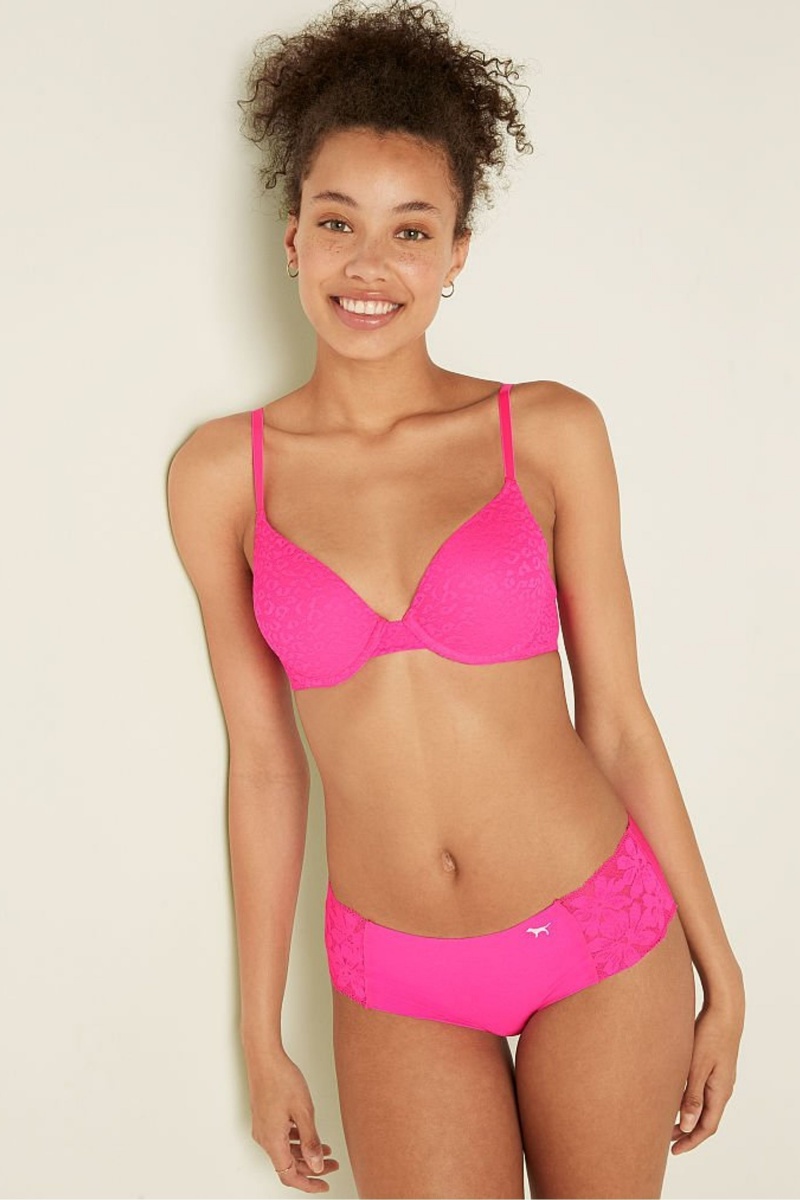 Victoria\'s Secret Wear Everywhere Spitze Push Up T-Shirt Bra Rosa | 956382GYP