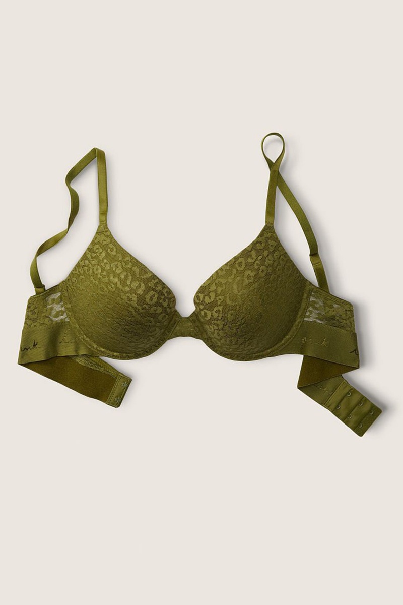 Victoria's Secret Wear Everywhere Spitze Push Up T-Shirt Bra Grün | 437012UAO