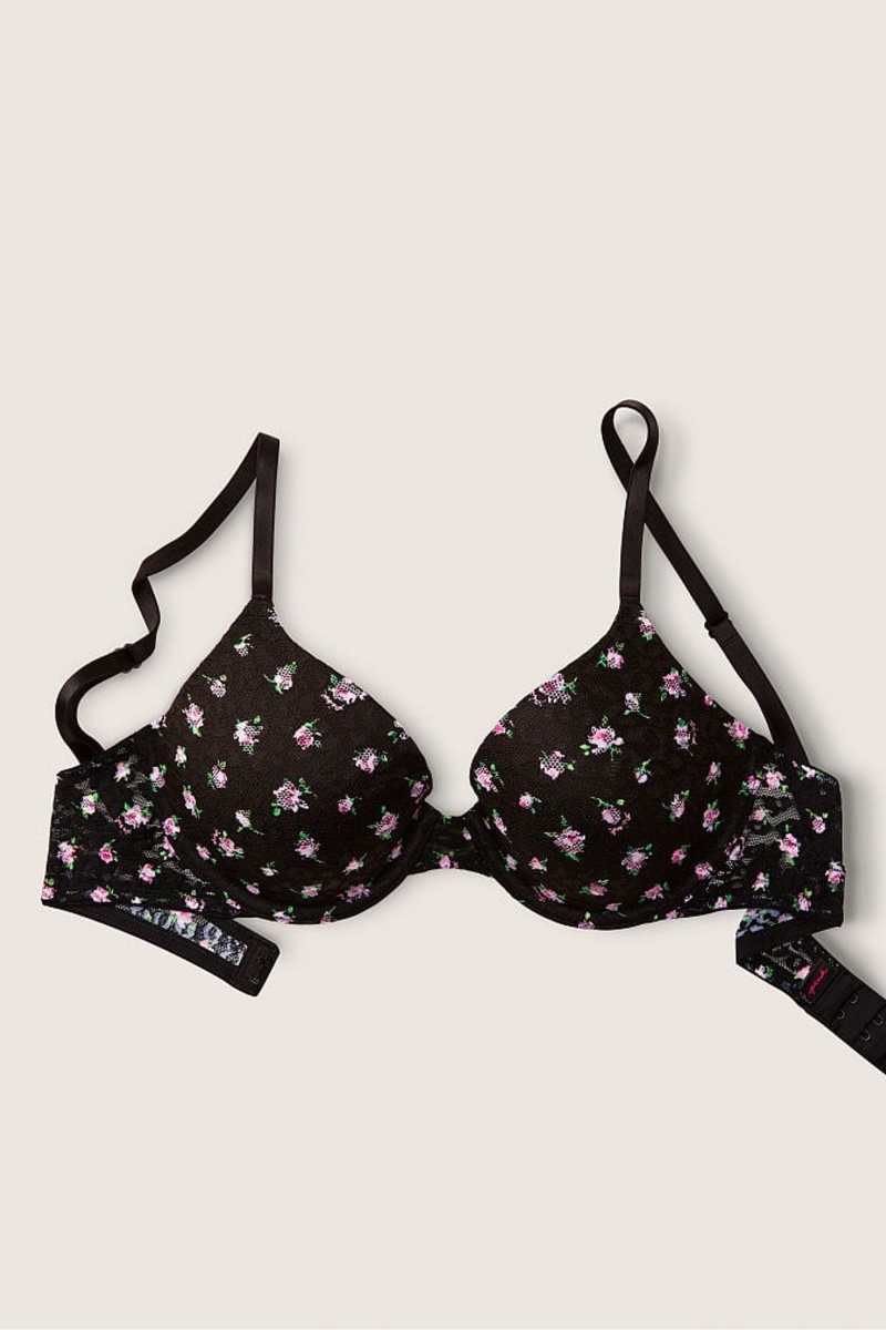 Victoria\'s Secret Wear Everywhere Spitze Lightly Gefütterte T-Shirt Bra Schwarz | 048293EIW