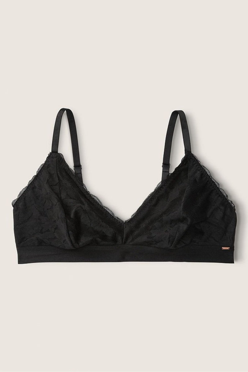 Victoria's Secret Wear Everywhere Spitze Unlined Triangle Bralette Schwarz | 547326YXC