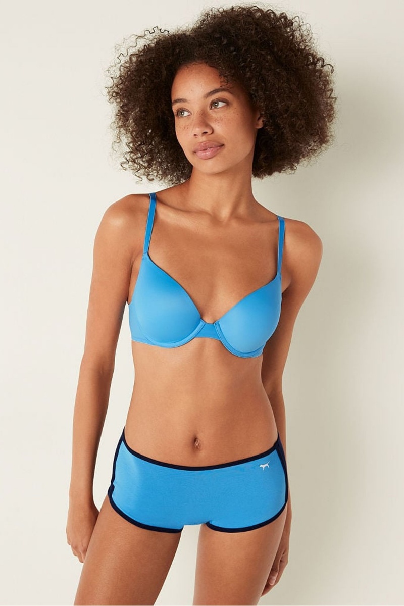 Victoria\'s Secret Wear Everywhere Wear Everywhere Smooth Push Up T-Shirt Bra Azurblau Blau | 374926XKB