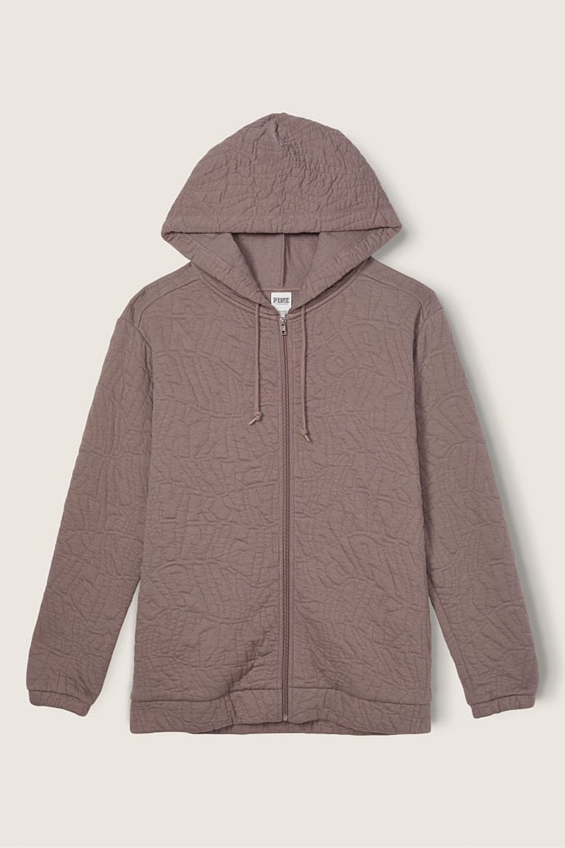 Victoria\'s Secret Zip Up Long Sleeve Hoodie Kaffee Braun | 869721KGJ